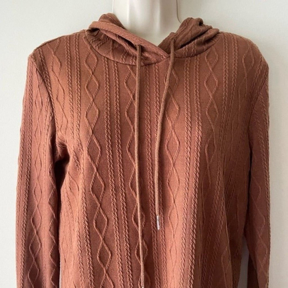 SHEIN Brown Cable Knit Raglan Sleeve Hoodie Small - Picture 3 of 15